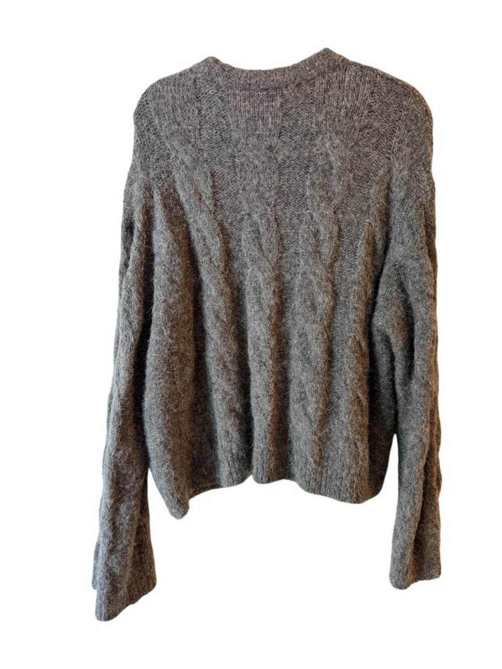 L'Academie Adria Charcoal Gray Cable Knit Sweater Medium - Picture 3 of 7